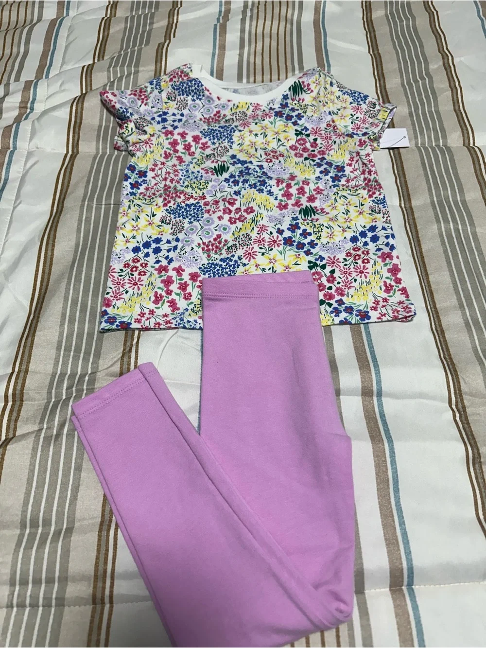 Self-Brand Floral Tee & Lilac Leggings Kids Matching Set